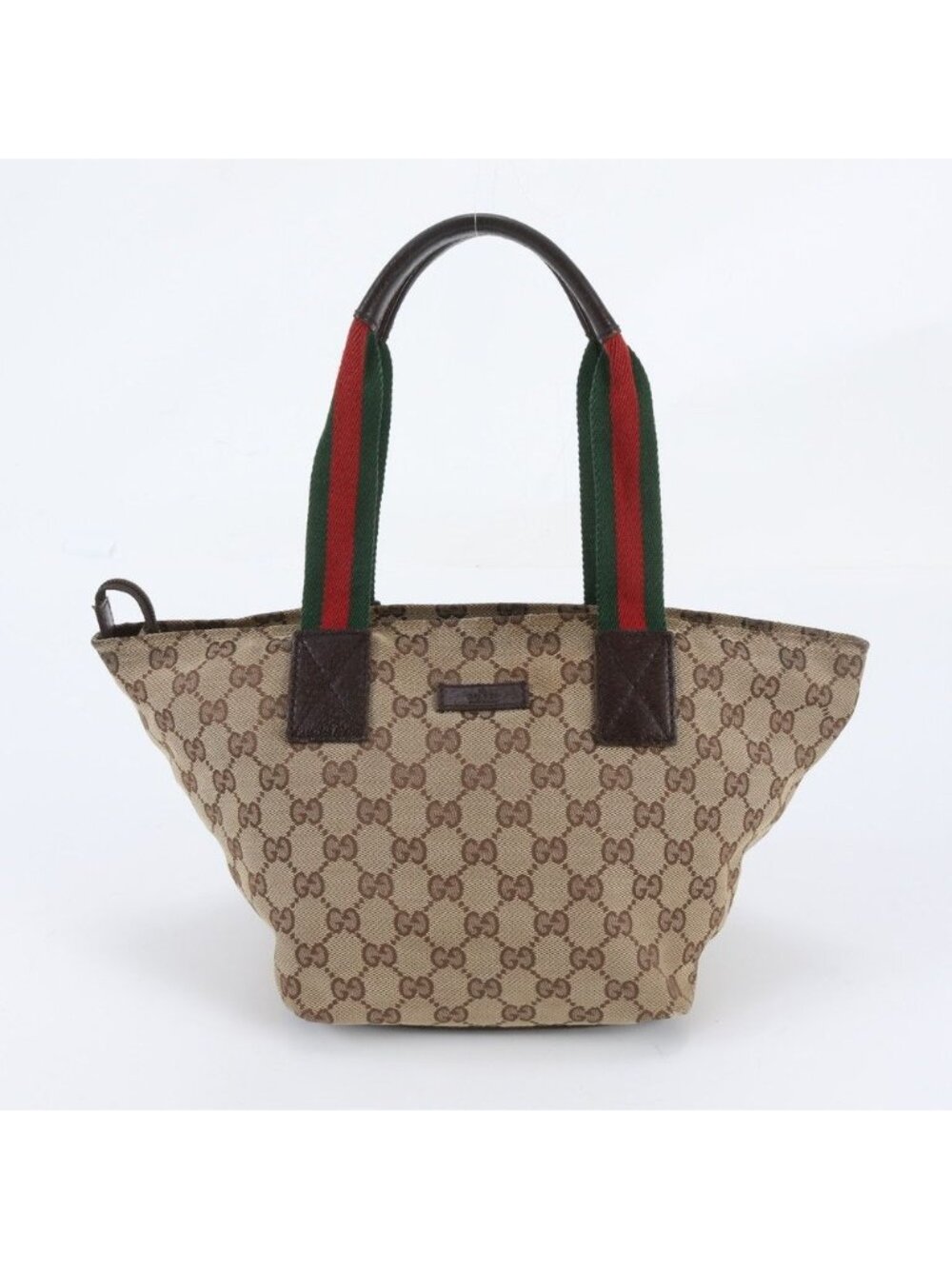 Gucci GG Canvas Sherry Line Leather Tote Bag Shoulder